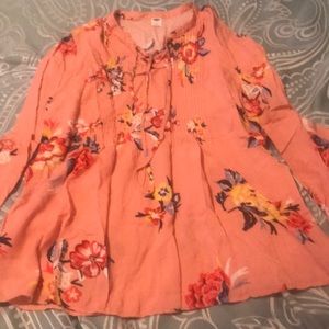 Old navy floral peach shirt